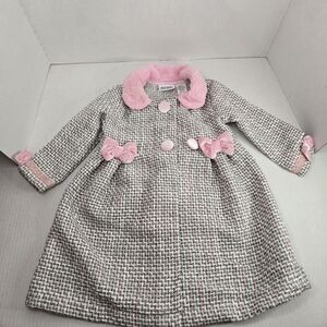 Blueberi Boulevard Pink, White, Silver Tweed Coat / Jacket Size 24M boutique